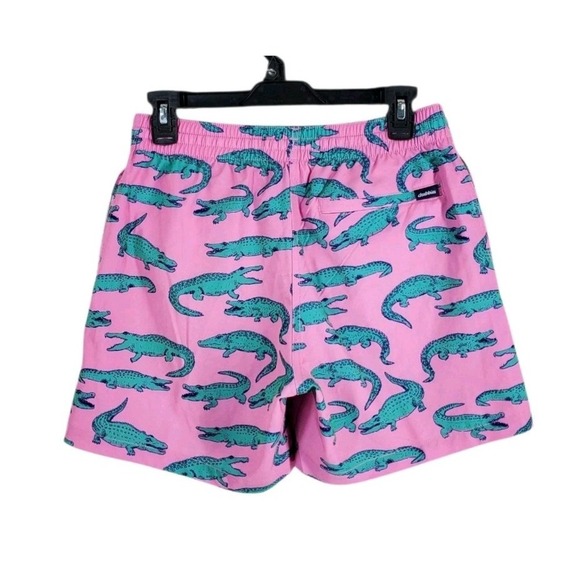 Vtg Chubbies 5.5" Shorts Mens S 28-30 Green Pink Alligator AOP Elastic Waist - Picture 9 of 9